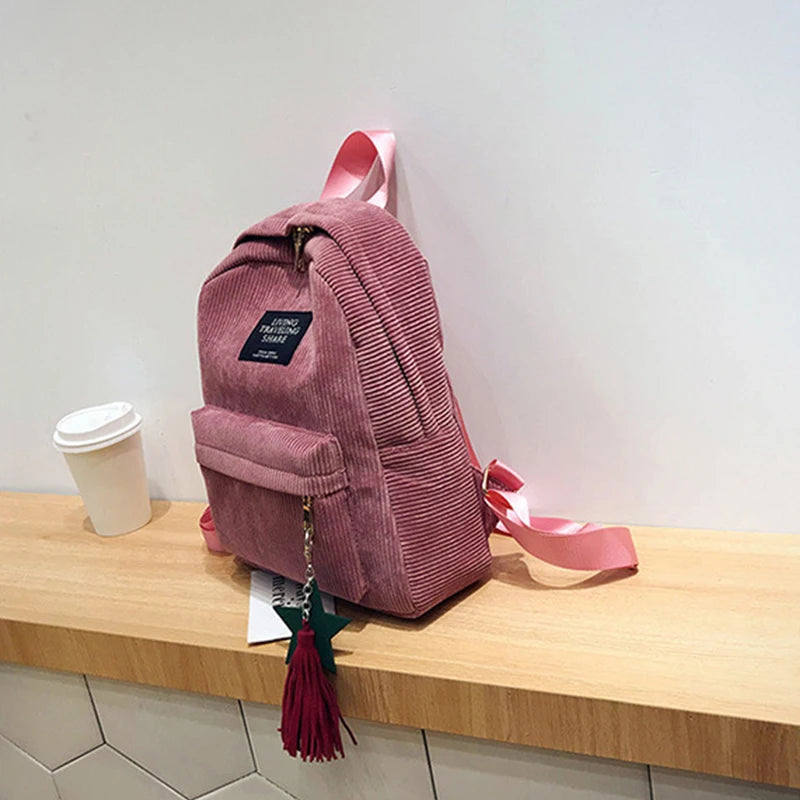Casual Corduroy Backpack
