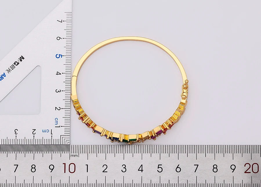 "Luxury CZ Gold Plated Bangle – Stackable Women’s Bracelet