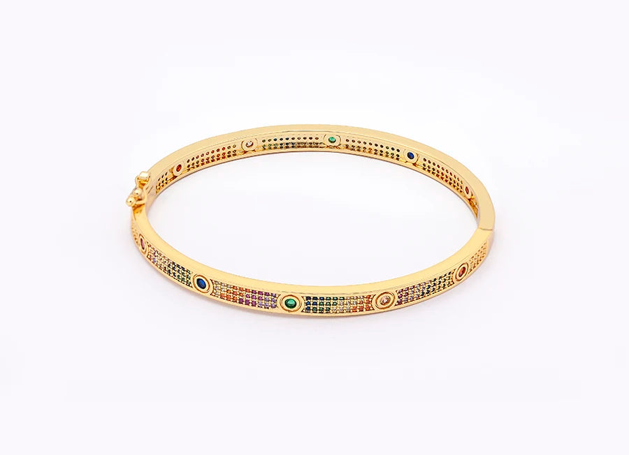 "Luxury CZ Gold Plated Bangle – Stackable Women’s Bracelet