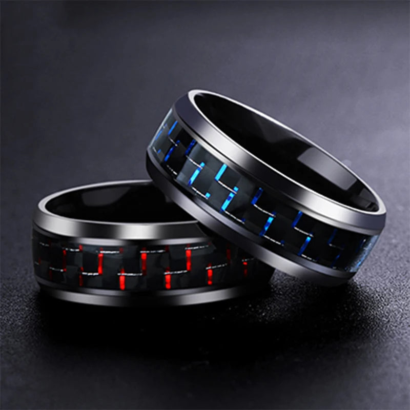 Punk Black Carbon Fiber Ring for Men”