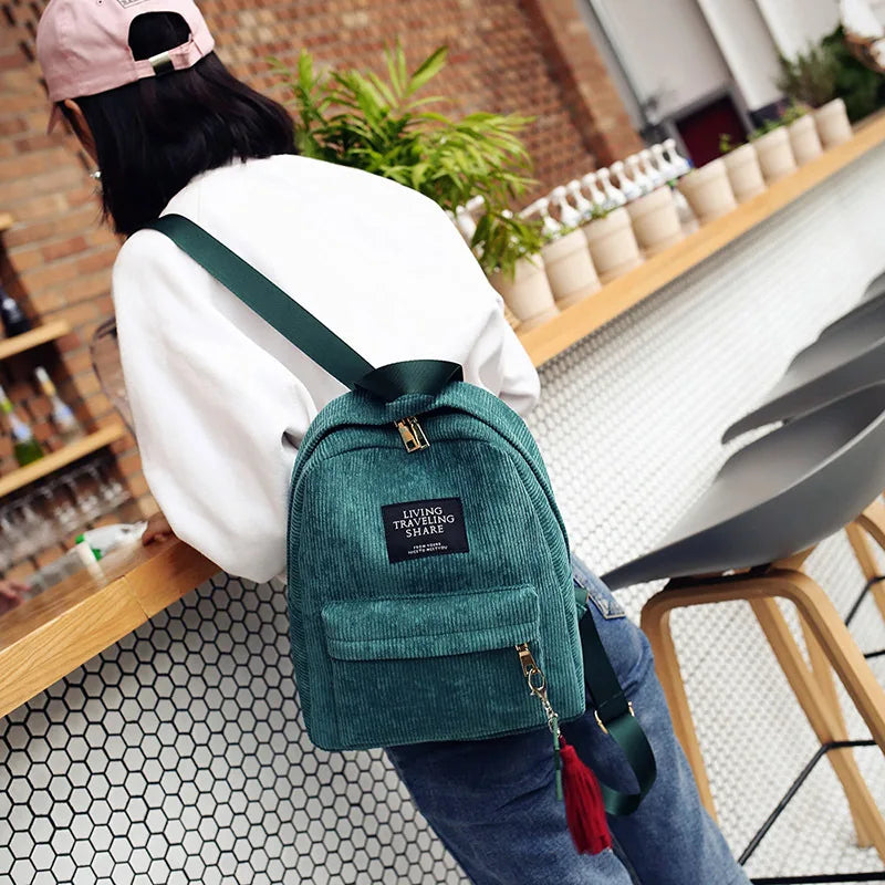 Casual Corduroy Backpack