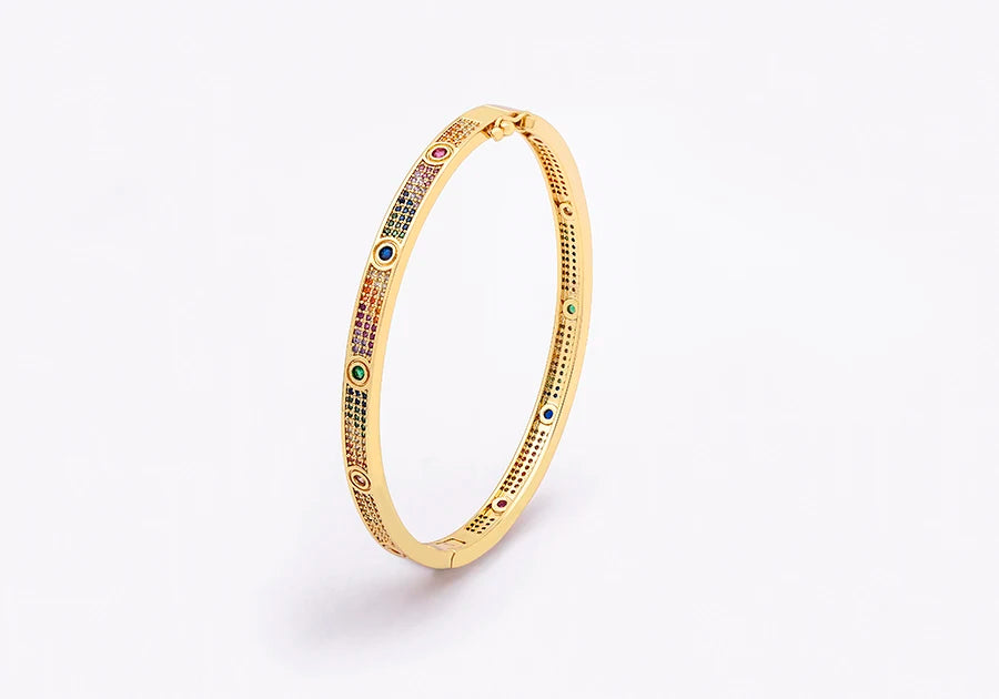 "Luxury CZ Gold Plated Bangle – Stackable Women’s Bracelet