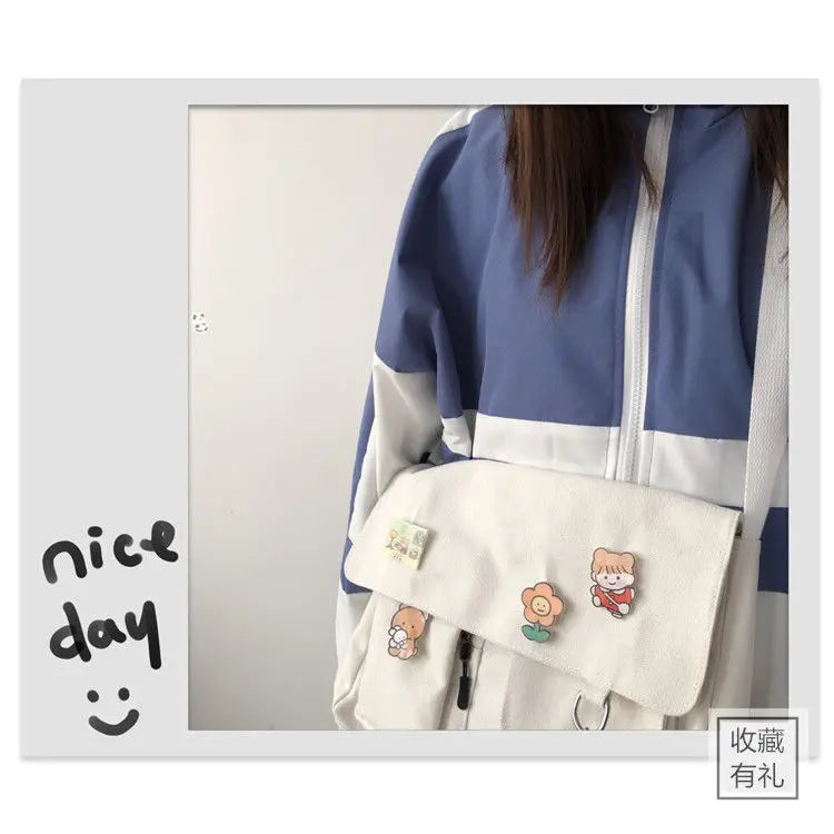 Casual Printed Canvas Messenger & Satchel Bag