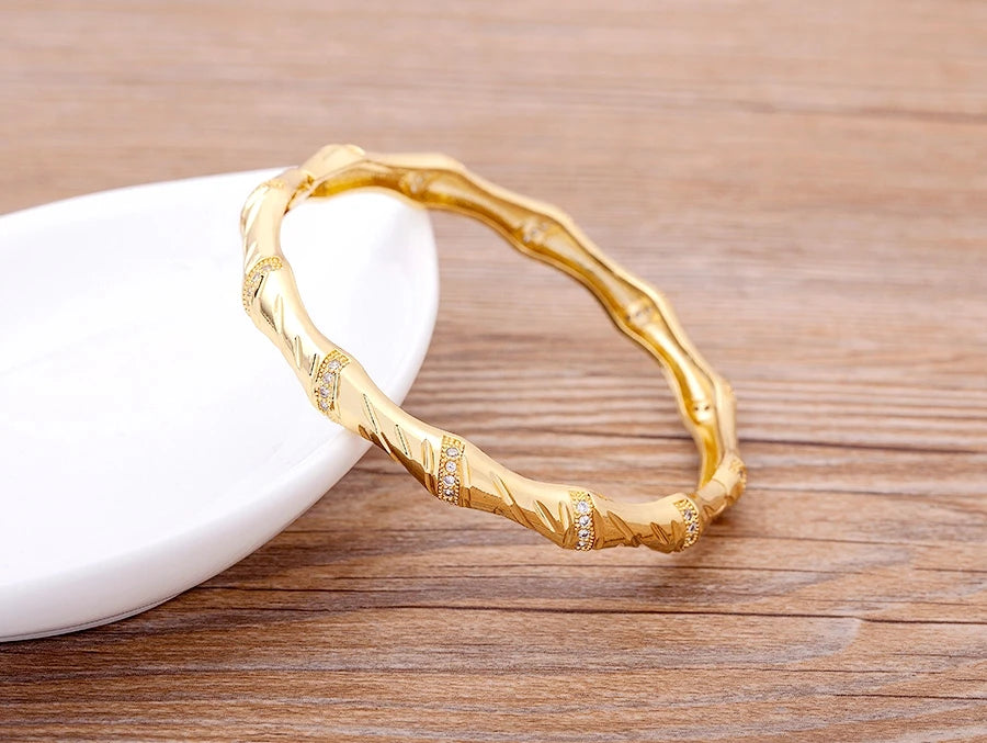 "Luxury CZ Gold Plated Bangle – Stackable Women’s Bracelet