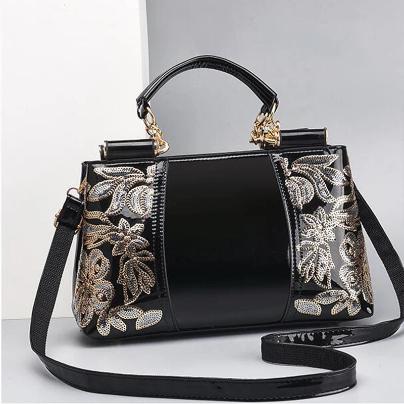 Embroidery Leather Shoulder Bag