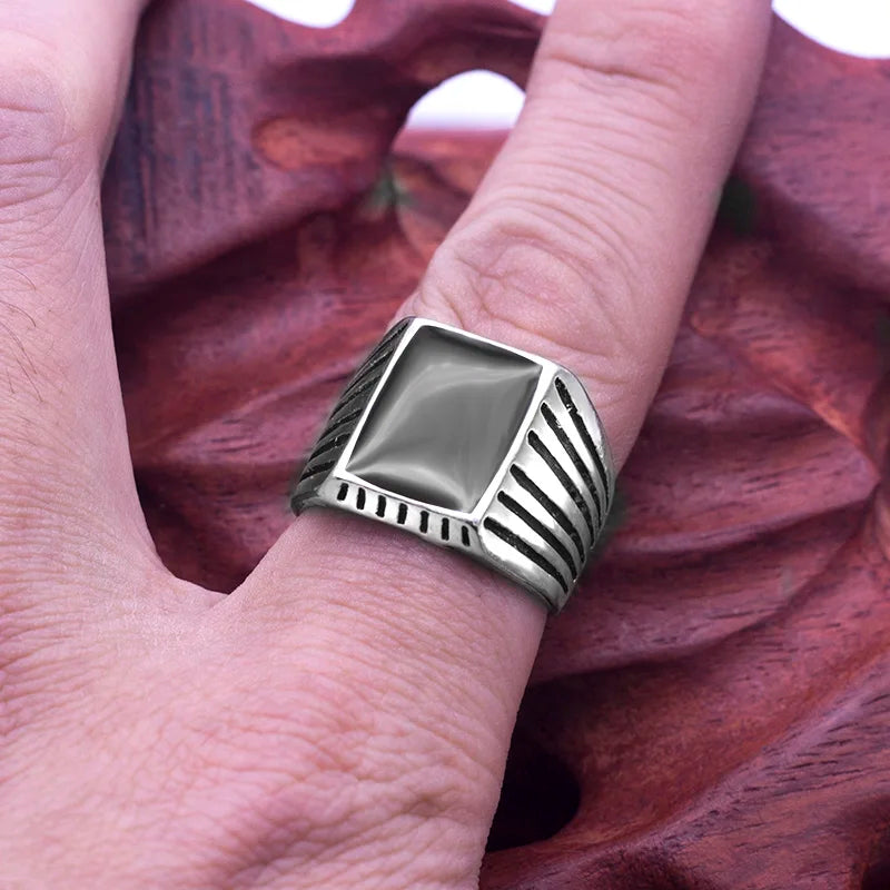 1️⃣ “Geometric Square Metal Rings for Men