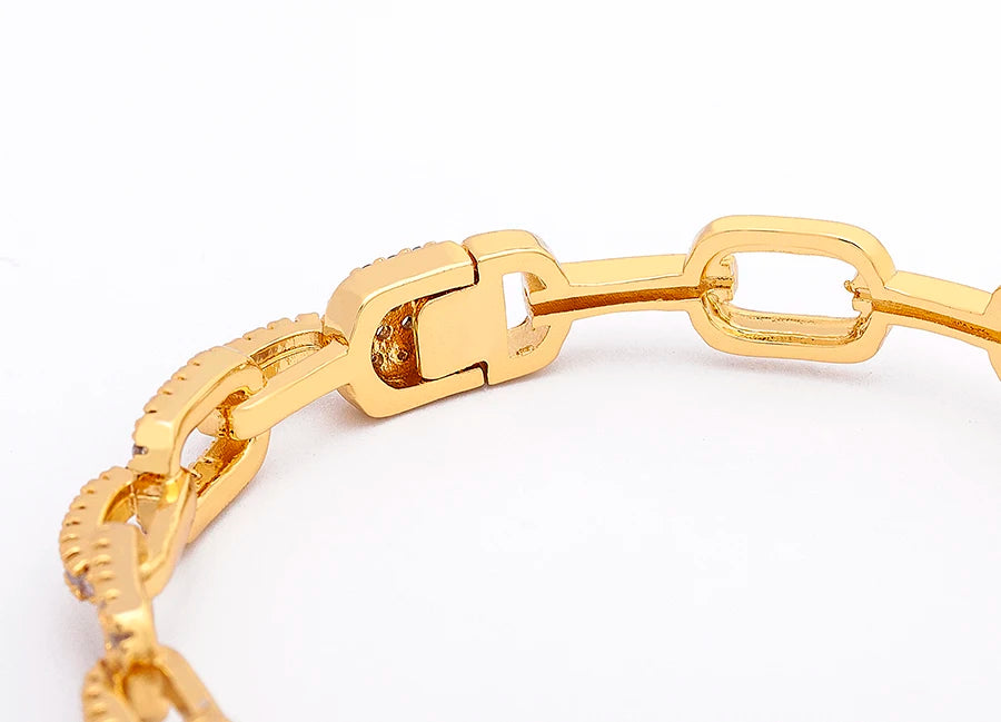 "Luxury CZ Gold Plated Bangle – Stackable Women’s Bracelet