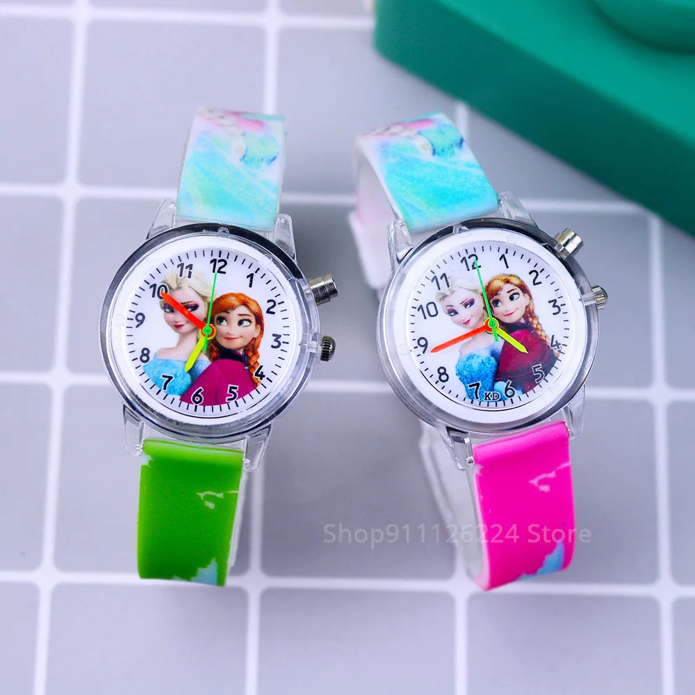 Kids Fashion Elsa Cartoon Light-Up Watch with Bracelet