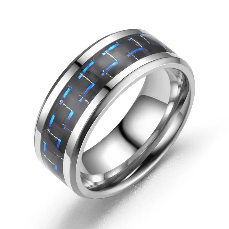 Punk Black Carbon Fiber Ring for Men”