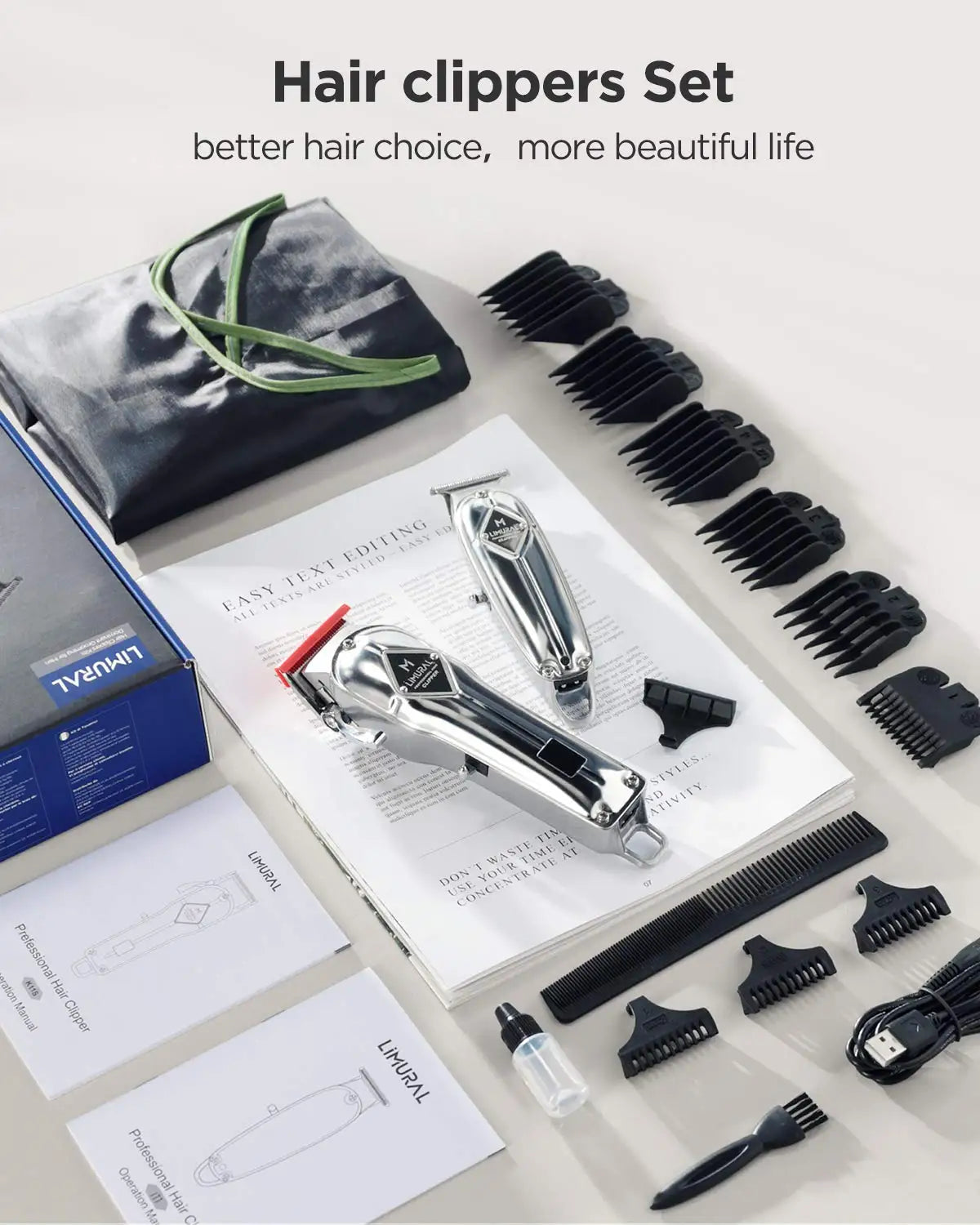 Limural Professional Hair Clippers – Cordless T-Blade Trimmer
