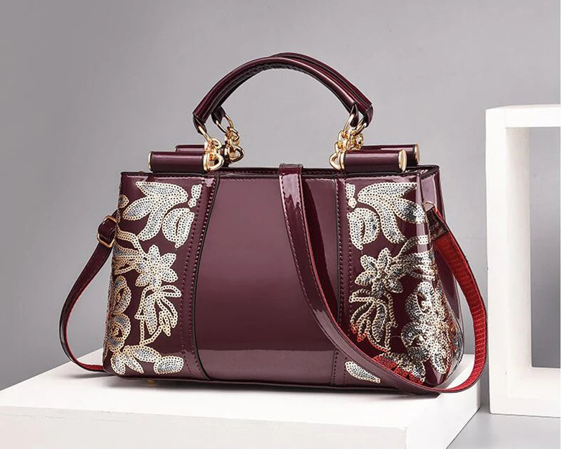 Embroidery Leather Shoulder Bag