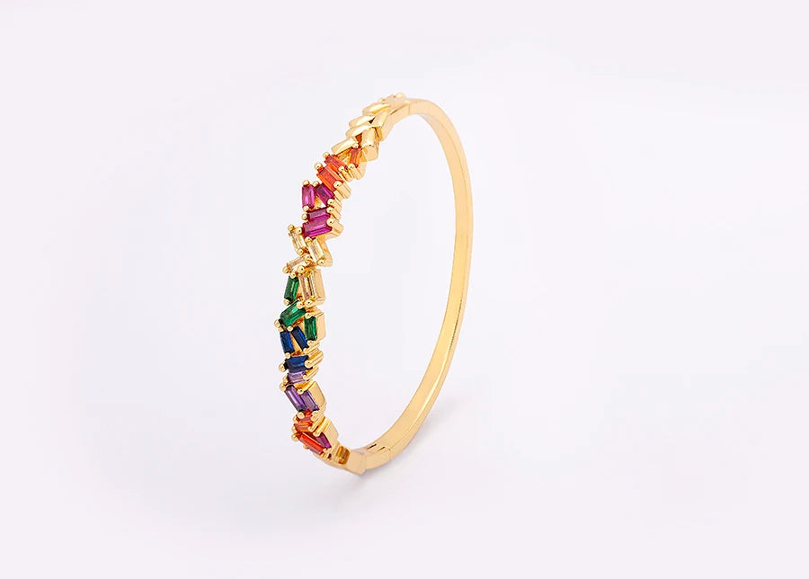 "Luxury CZ Gold Plated Bangle – Stackable Women’s Bracelet