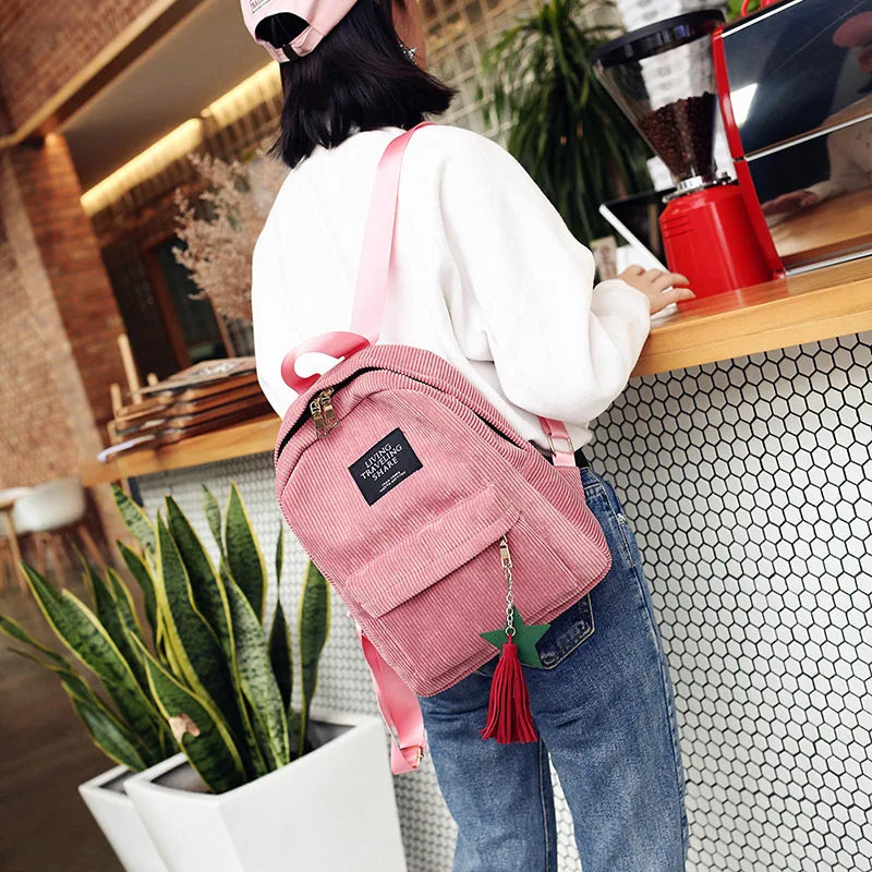 Casual Corduroy Backpack