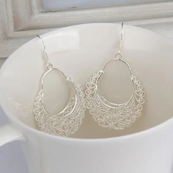 Luxury 925 Sterling Silver Vintage Earrings