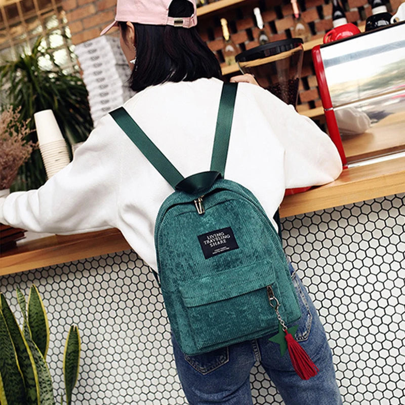 Casual Corduroy Backpack