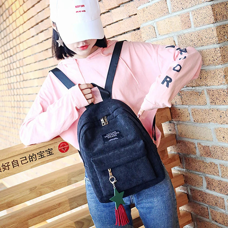 Casual Corduroy Backpack
