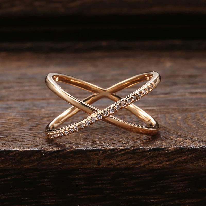 Kinel Rose Gold Geometry Zircon Ring”