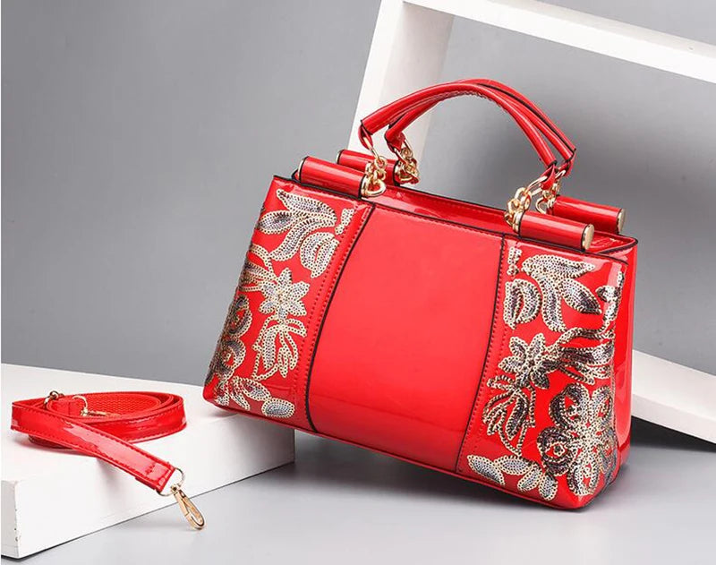 Embroidery Leather Shoulder Bag