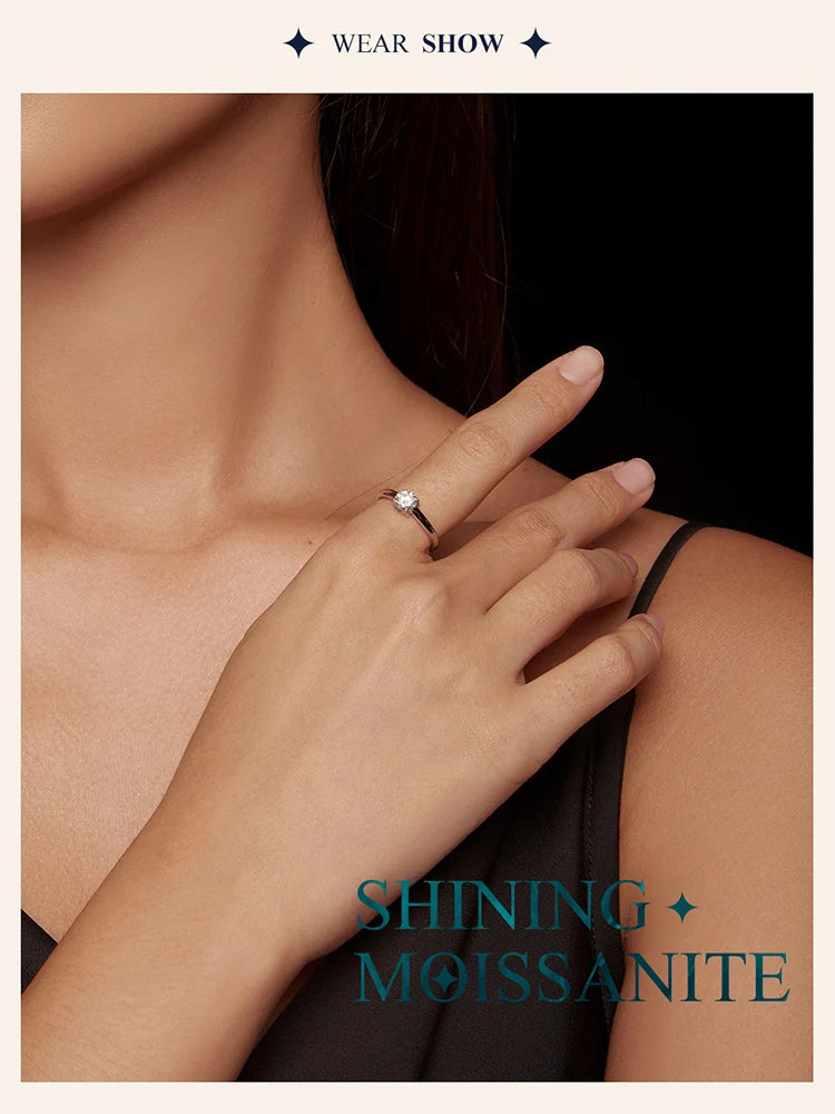 Women’s Moissanite Platinum-Plated Silver Ring