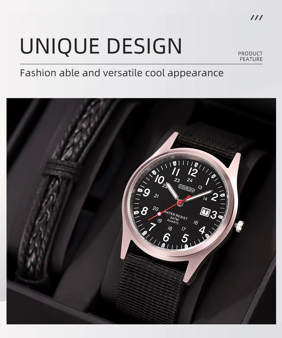 Men's Luxury Military Quartz Watch, Luminous Hands