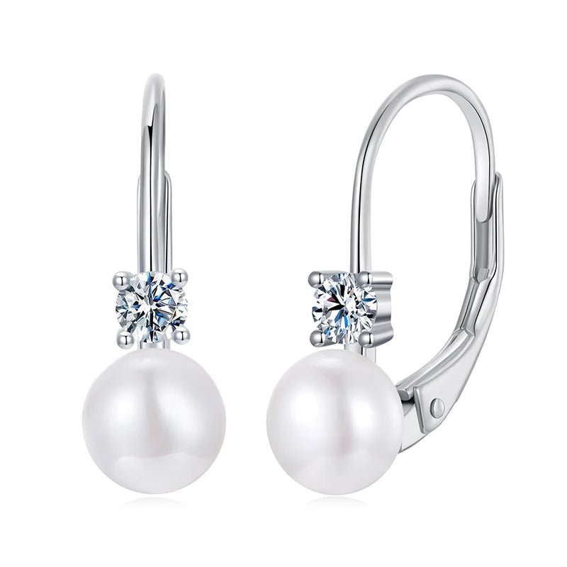 “925 Silver Moissanite Pearl Earrings”
