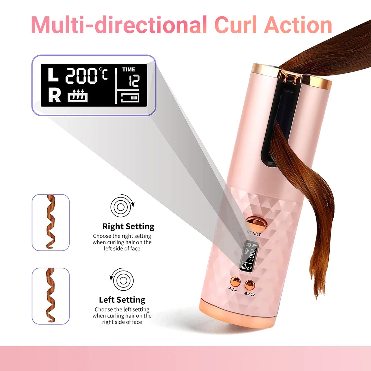 pink automatic curling iron