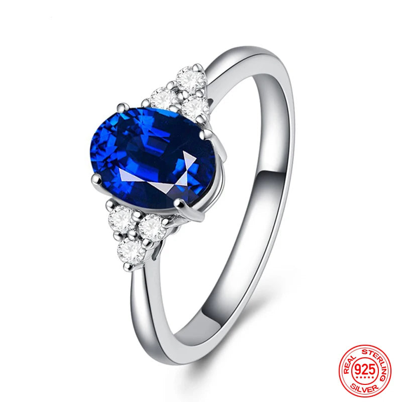 ZDADAN 925 Silver Sapphire Ring