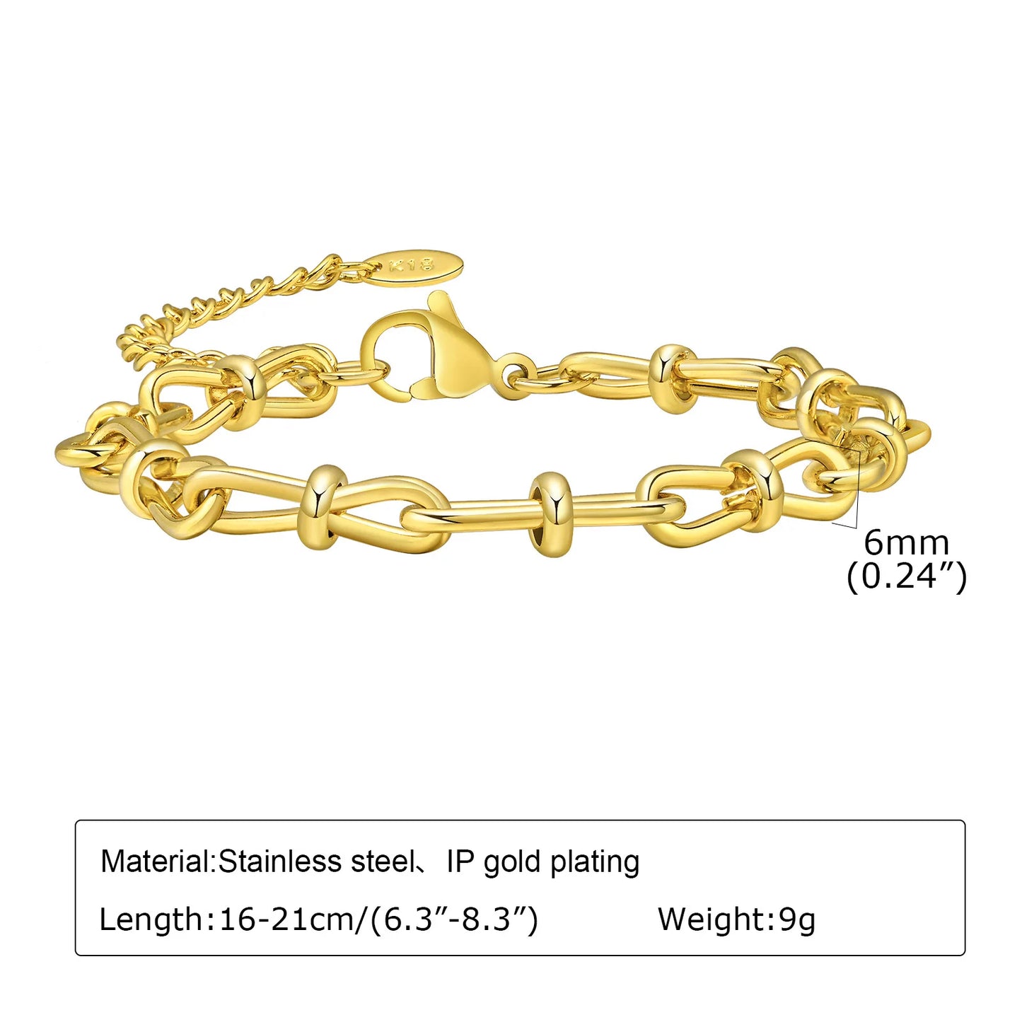 Gold-Plated Chunky Link Bracelet – Waterproof