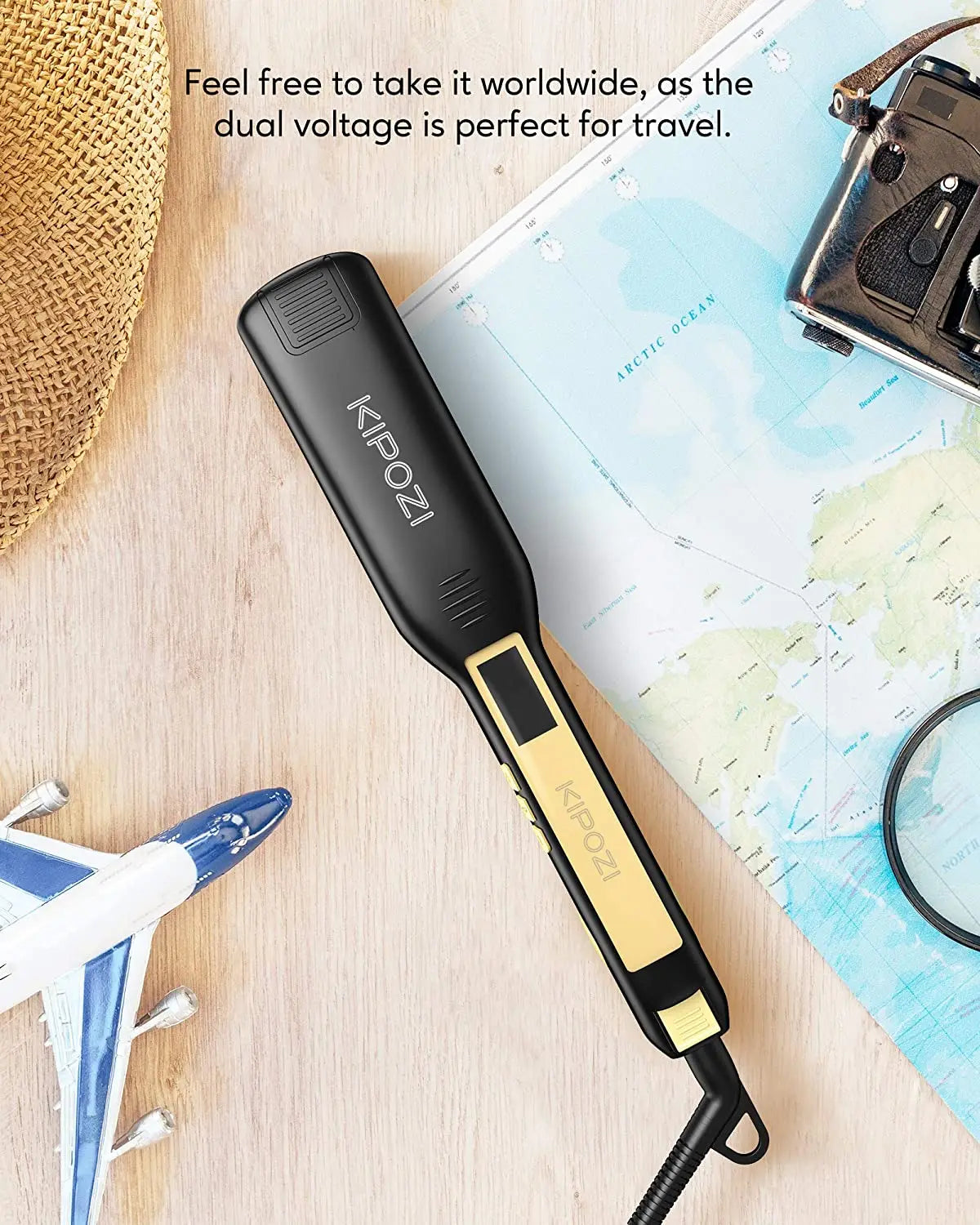 KIPOZI Professional Titanium Flat Iron – LCD Hair Straightener