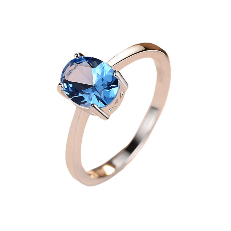 ZDADAN 925 Sterling Silver Blue Topaz Ring