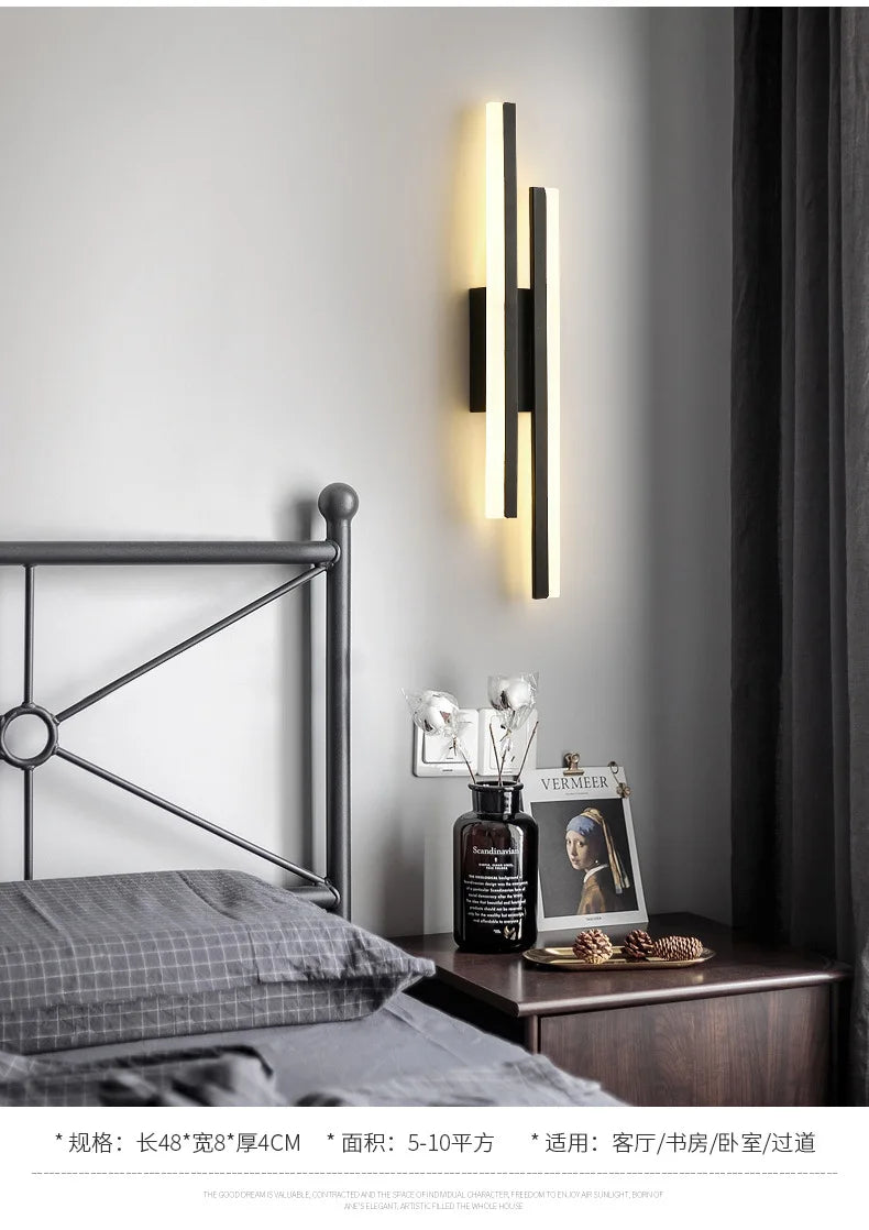 LED Bedroom Wall Lamp with Copper Line Pipe