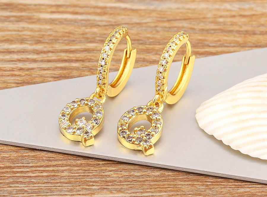 "Gold Zircon Alphabet Hoop Earrings A–Z – Fashion Jewelry Gift