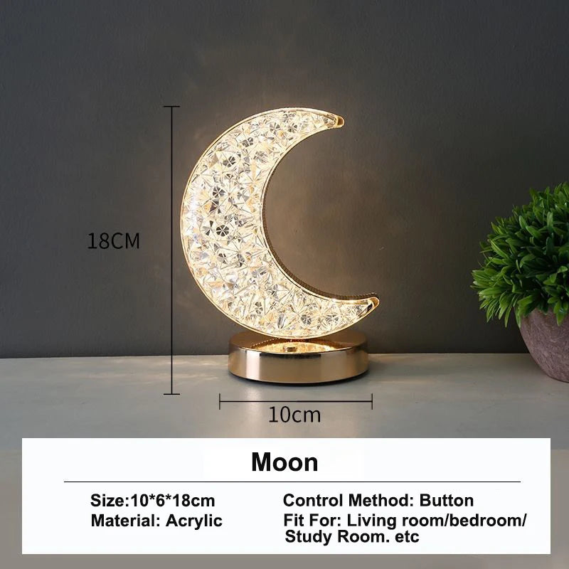 3D Crystal Moon Lamp – Touch Control LED Night Light