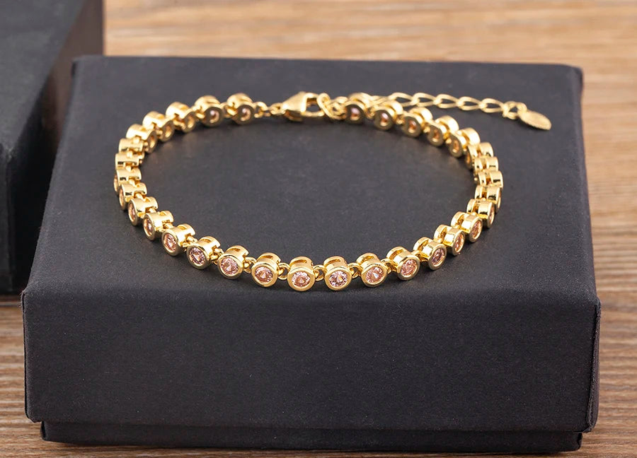 Nidin 6 Colors Shiny Crystal Bracelet For Women Rhinestone Zircon Charm Wrist Adjustable Bangles Girls Exquisite Jewelry Gift