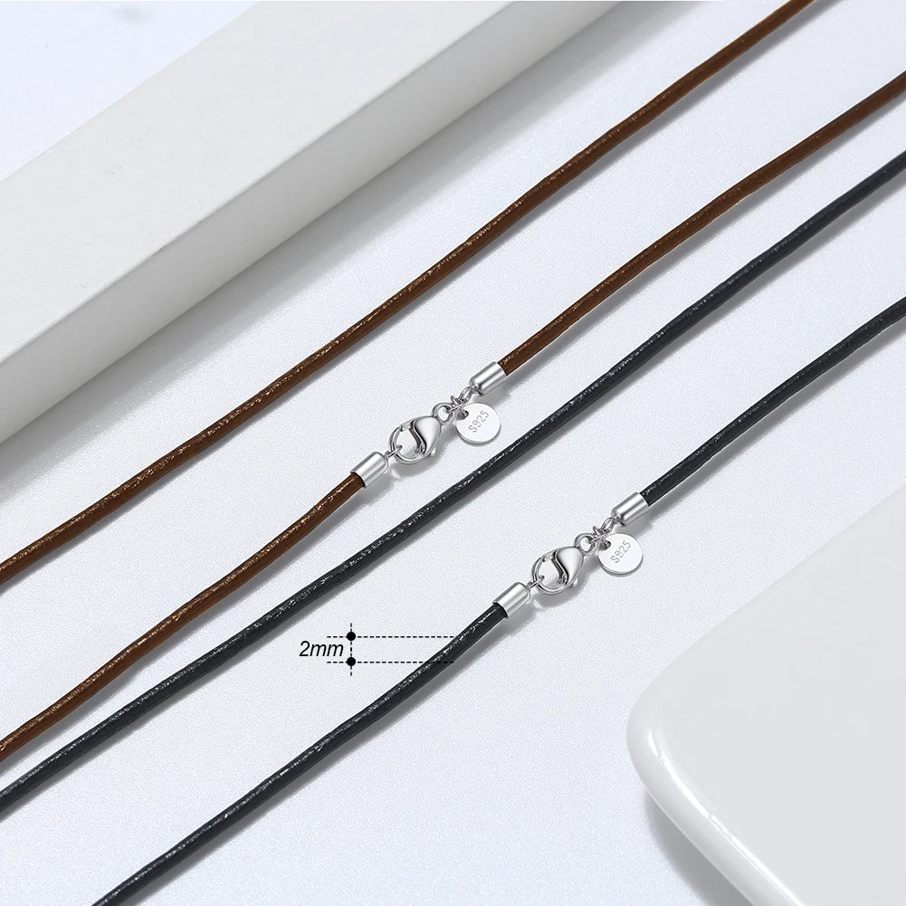 KISS MANDY 925 Silver Italian Leather Cord Necklace