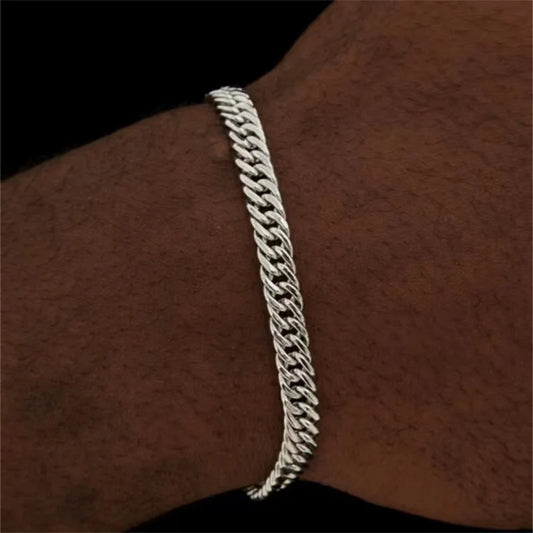 "Trendy Silver NK Chain Bracelet – Unisex Stainless Steel Jewelry"