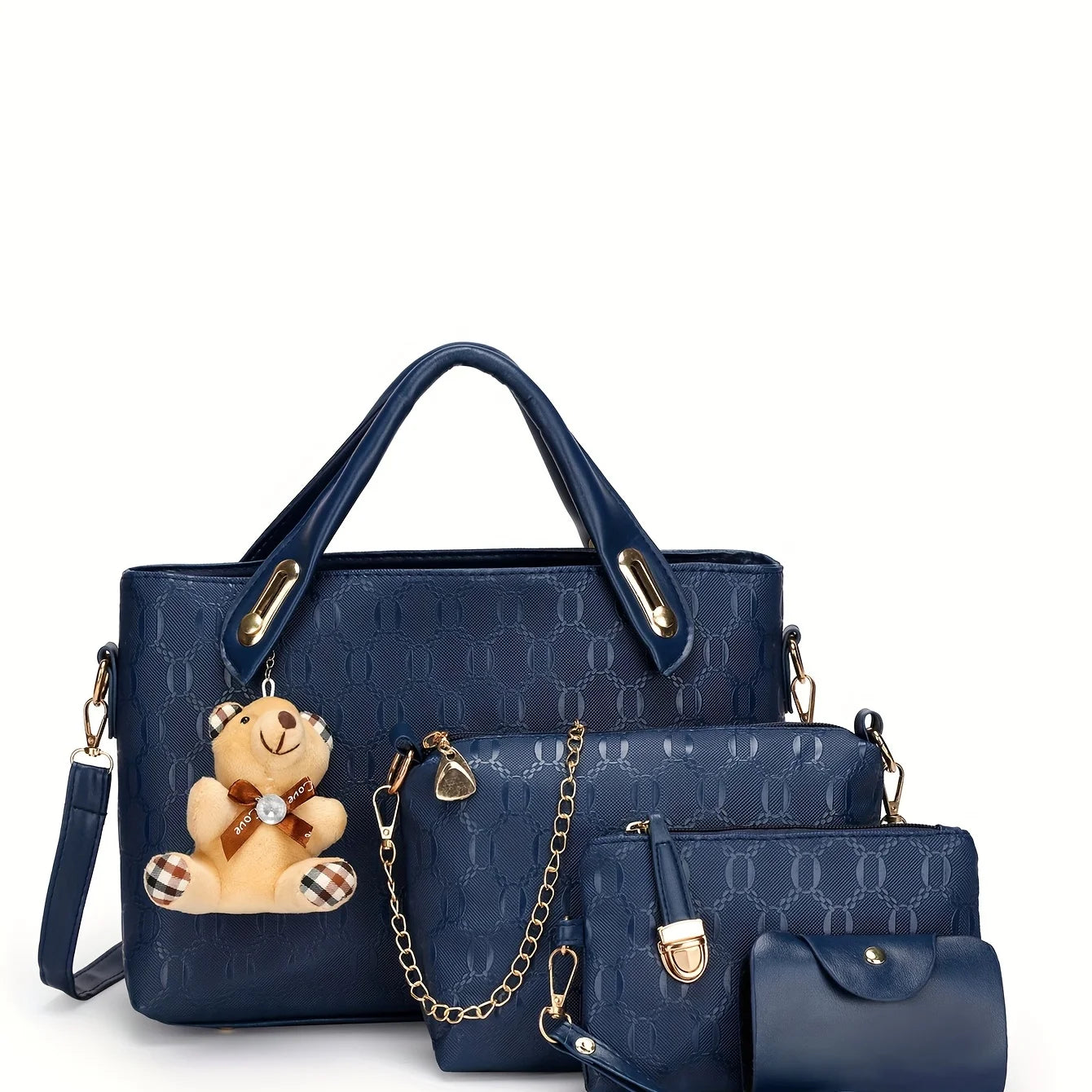 4pcs Geometric Pattern Tote & Crossbody Set