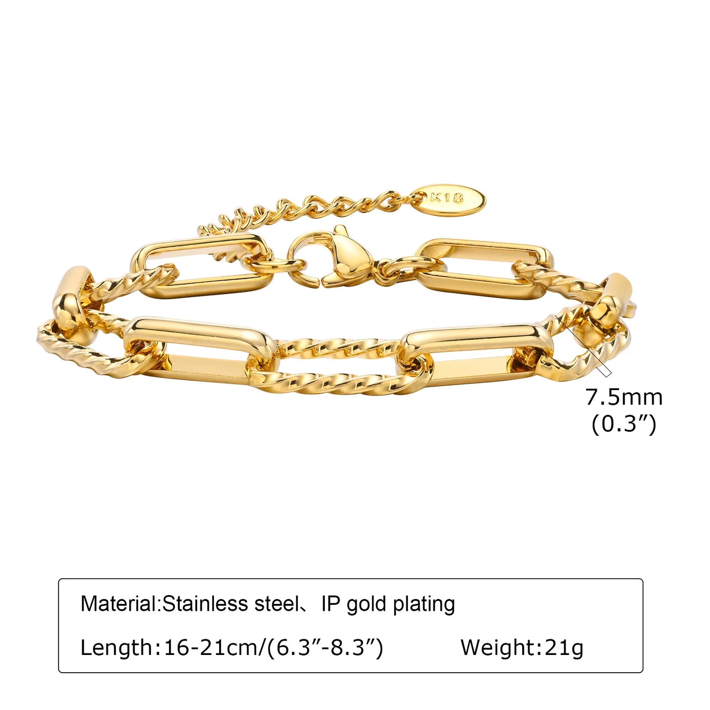 Gold-Plated Chunky Link Bracelet – Waterproof
