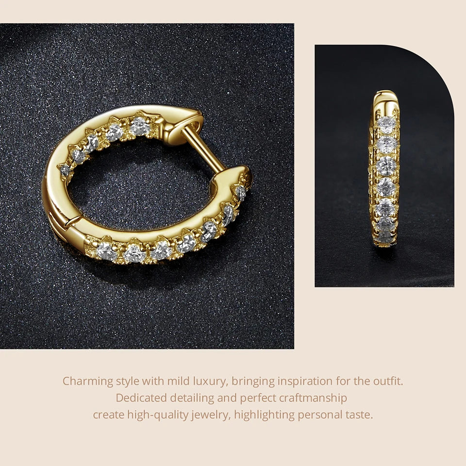 “925 Silver Gold Moissanite Hoop Earrings