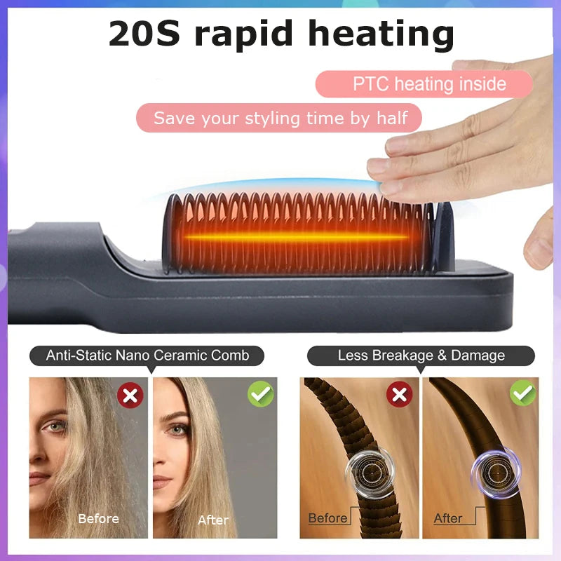 Electric Hot Comb – Anti-Scald Hair Straightening Brush