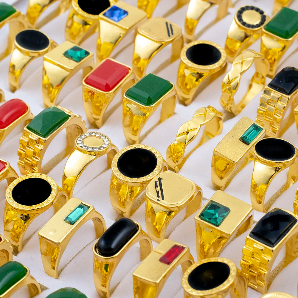 1️⃣ “Vintage Black Square Rings for Men & Women