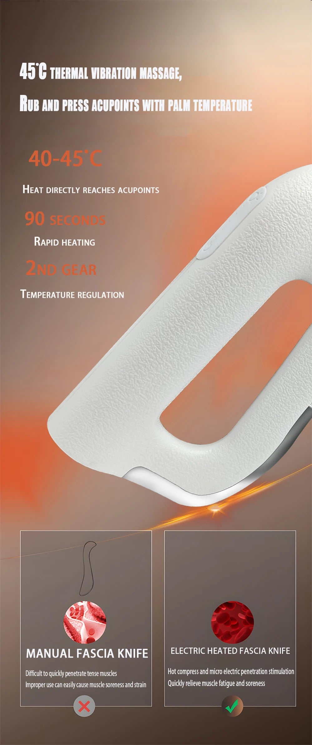 Electric Fascia Massager – Microcurrent Vibration & Warm Compress