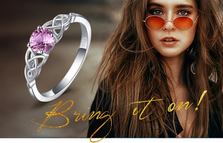 Celtic Knot Pink Sapphire Silver Ring