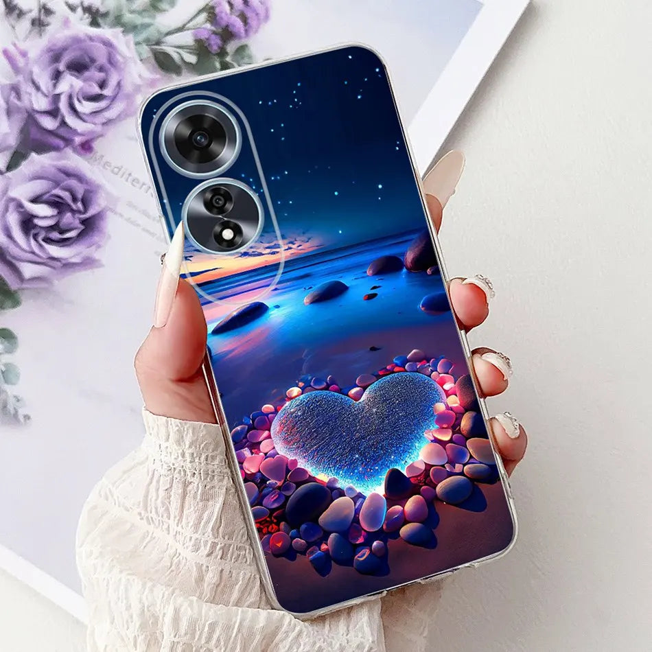 Elegant Floral Cat TPU Cover – OPPO A60
