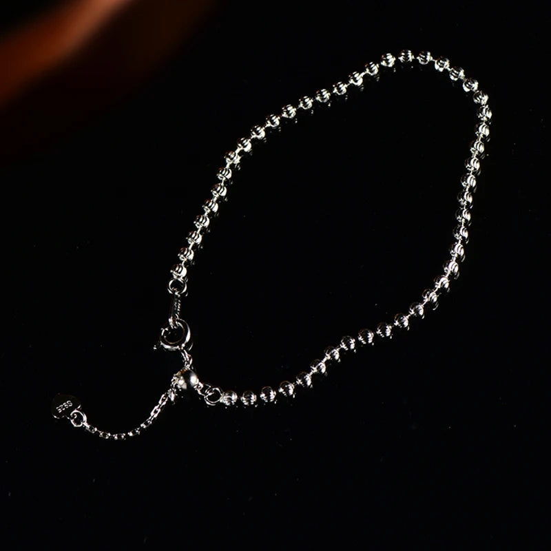"925 Silver 2.5mm Diamond-Cut Bead Chain Bracelet – Made in Italy