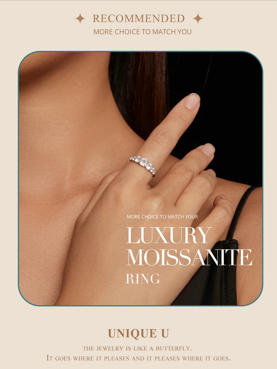 “Sterling Silver Moissanite and Diamond Ring