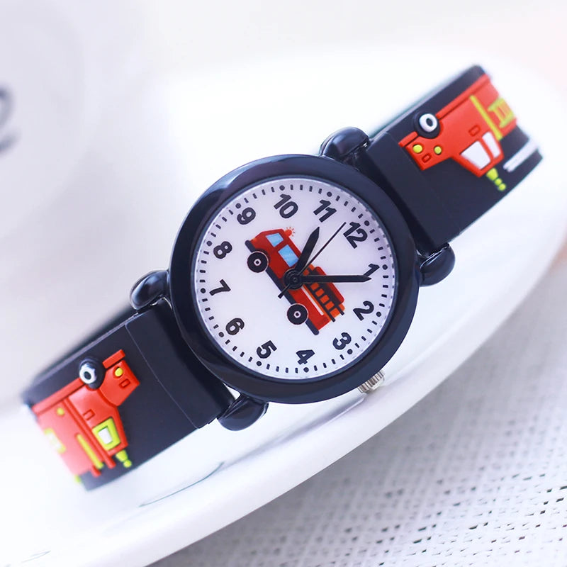 Cartoon Fire Truck Kids Quartz Watch