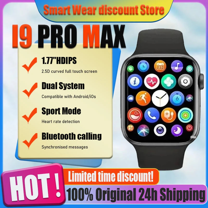 I9 Pro Max Smartwatch, Metal Strap, Call & Custom Face