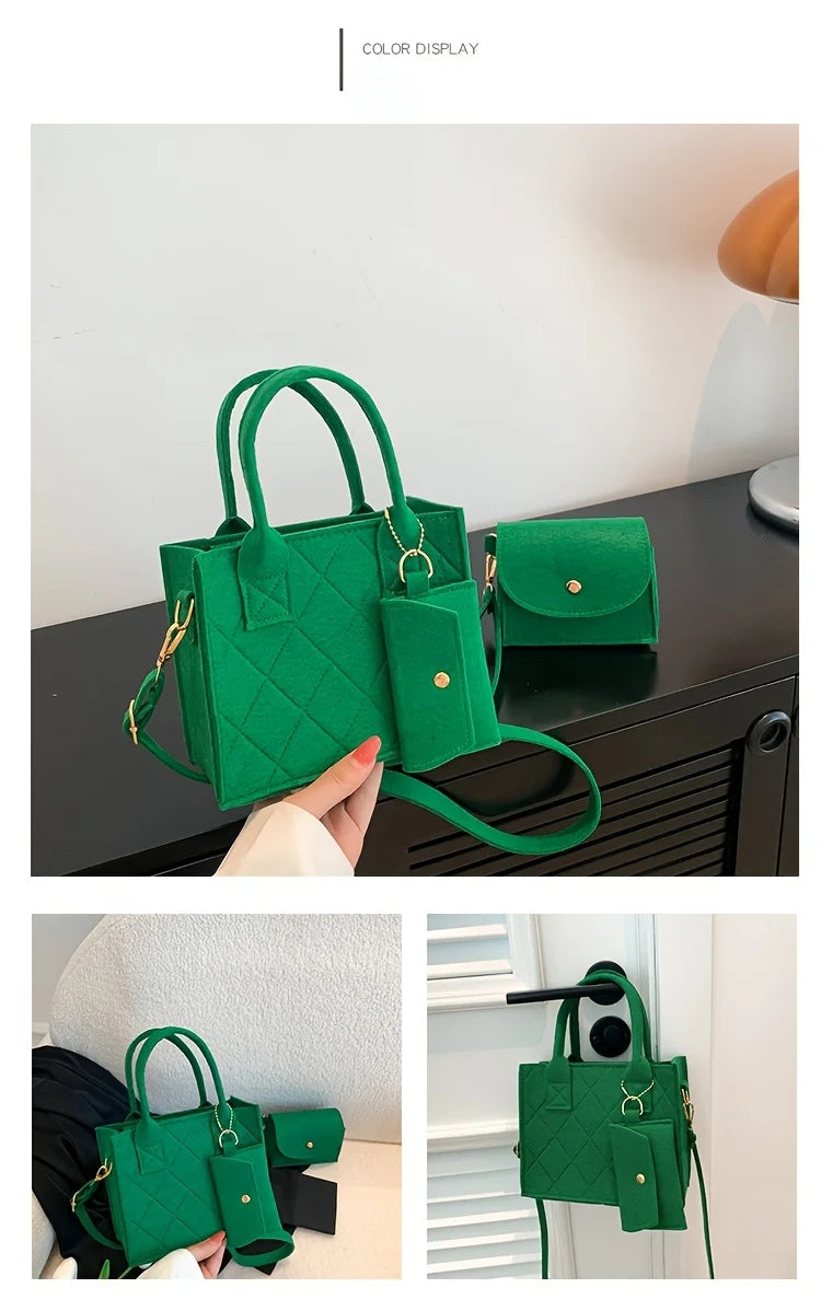 Stylish Solid Color Crossbody & Shoulder Bag Set