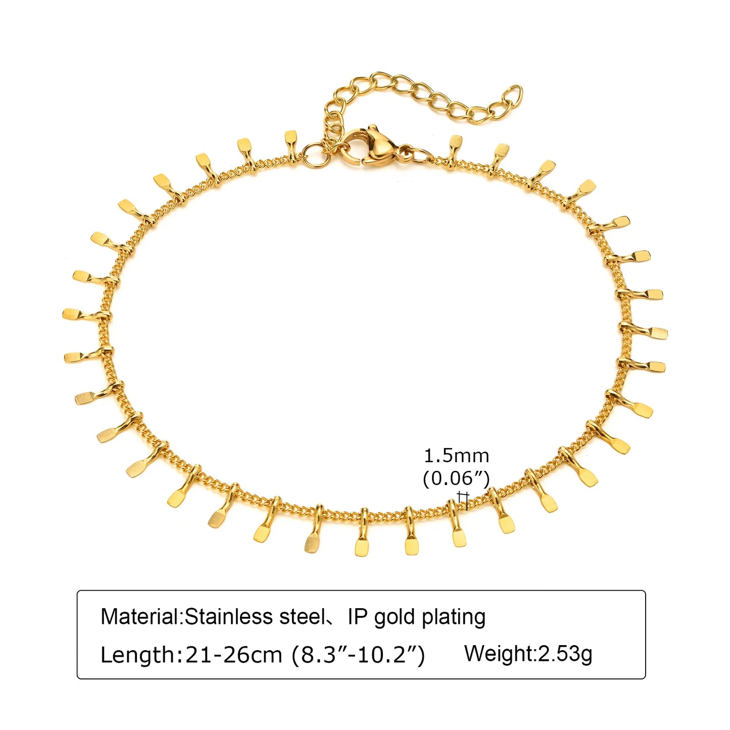 Stainless Steel Evil Eye Anklet, Blue Beads